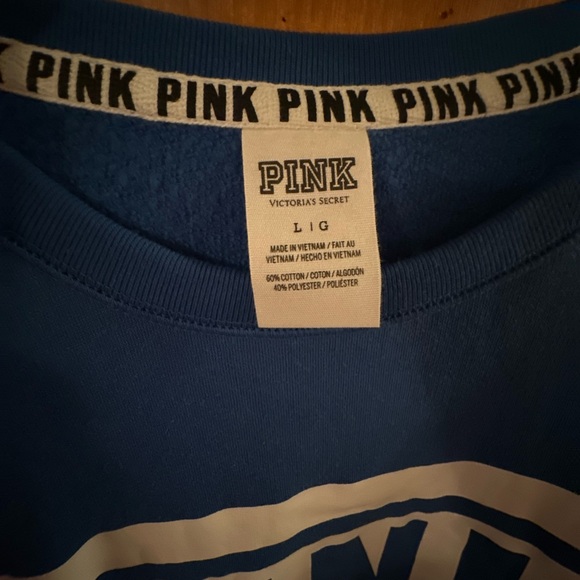Victoria's Secret PINK Blue and White Sweatshirt - Picture 3 of 3